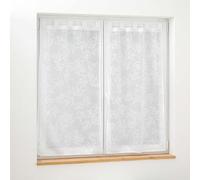 Douceur d'Intérieur, Paire Droite à Passants (2 x 60 x 120 cm) Karla Blanc, Voile Tissé Appliqué