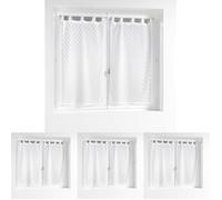 Douceur d'Intérieur, Paire Droite à Passants (2 x 60 x 120 cm) Odilia Blanc, Maille (Lot de 4)