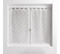 Douceur d'Intérieur, Paire Droite à Passants (2 x 60 x 120 cm) Olympia Gris, Voile Sablé Brodé