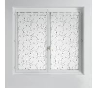 Douceur d'Intérieur, Paire Droite à Passants (2 x 60 x 120 cm) Petite Fleur Blanc/Gris, Voile Sablé Brodé