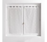 Douceur d'Intérieur, Paire Droite à Passants (2 x 60 x 160 cm) Olympia Blanc, Voile Sablé Brodé