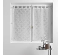 Douceur d'Intérieur, Paire Droite à Passants (2 x 60 x 160 cm) Olympia Gris, Voile Sablé Brodé