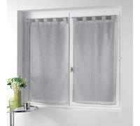 Douceur d'Intérieur, Paire Droite à Passants (2 x 60 x 160 cm) Orion Gris, Voile Imprimé Métallisé