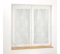 Douceur d'Intérieur, Paire Droite à Passants (2 x 60 x 90 cm) Berry Blanc, Voile Sablé Brodé