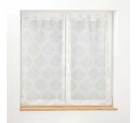 Douceur d'Intérieur, Paire Droite à Passants (2 x 60 x 90 cm) Levita Blanc, Voile Tissé Appliqué