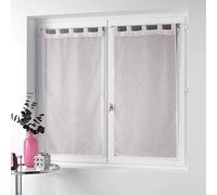 Douceur d'Intérieur, Paire Droite à Passants (2 x 60 x 90 cm) Orion Rose, Voile Imprimé Métallisé