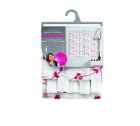 Douceur d'Intérieur, Paire Droite à Passants (2 x 60 x 90 cm) Petite Fleur Blanc/Rouge, Voile Sablé Brodé