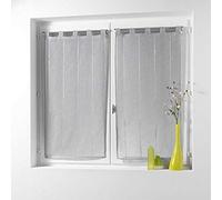 Douceur d'Intérieur, Paire Droite à Passants (2 x 90 x 120 cm) Linahe Gris, Voile Sablé Fils Chenille