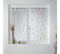 Douceur d'Intérieur Paire Droite Passants 2x60x160 CM Voile Sable Imprime Metallise Samba Blanc/Or