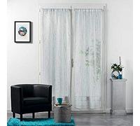 Douceur d'Intérieur, Paire Droite Passe-Tringle (2 x 70 x 200 cm) Filiane Blanc, Voile Sablé Appliqué