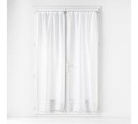 Douceur d'Intérieur, Paire Droite Passe-Tringle (2 x 70 x 200 cm) Lissea Blanc, Voile Sablé