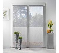 Douceur d'Intérieur Paire Droite Passe Tringle 2 X 70 X 200 Cm Voile Sable Fils Chenille Linahe Gris