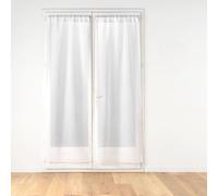 Douceur d'Intérieur, Paire Droite Passe-Tringle (2 x 70 x 240 cm) Poupette Blanc, Voile Sablé avec Top Pompons