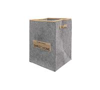 Douceur d'Intérieur, Panier à Linge (32 x 32 x Ht 45 cm) Sweet Line Gris Clair, Feutrine Finition Jute