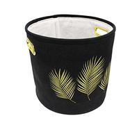 Douceur d'Intérieur, Panier (Diamètre 27 x Ht 26 cm) Orbella Noir, Polycoton Imprimé