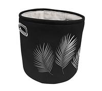 Douceur d'Intérieur, Panier (Diamètre 30 x Ht 28 cm) Orbella Noir/Argent, Polycoton Imprimé