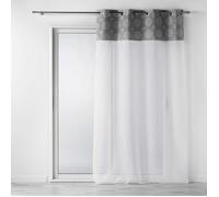 Douceur d'Intérieur - Panneau à œillets voilage 140 x 240 cm, voile sable & top coton imprimé Sibel gris