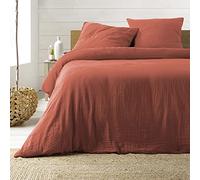 Parure de lit double gaze de coton terracotta Angelia 260x240 Terracotta