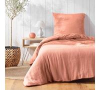 Douceur d'Intérieur, Parure de Lit 2 Pièces (140 x 200 cm) Angelia Rose, Gaze de Coton Unie