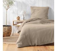 Douceur d'Intérieur, Parure de Lit 2 Pièces (140 x 200 cm) Angelia Sable, Gaze de Coton Unie