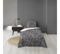 douceur d'intérieur, Parure de Lit 2 Pièces (140 x 200 cm) Elton Gris, Microfibre Imprimée