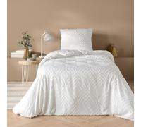Douceur d'Intérieur – Parure de lit Heltie – Microfibre tuftée – 2 pièces 140 x 200 cm Blanc