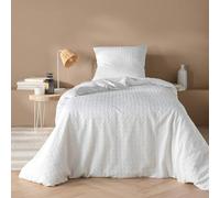 Douceur d'Intérieur – Parure de lit 2 pièces Litea – 140 x 200 cm – Microfibre gaufrée – Blanc