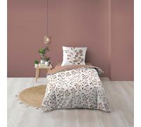 Douceur d'Intérieur Parure de lit Maiwen 140 x 200 cm Mocha 100% coton 2 pièces