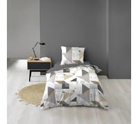 Douceur d'Intérieur – Parure de lit 2 pièces Trigone – Microfibre imprimée 140 x 200 cm – Gris