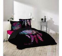 Parure de Lit 3 Pièces "Porte-Bonheur" 200x200cm Noir