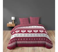 Douceur d'Intérieur – Parure de lit Alpage 240x220 cm 100% coton 42 fils Bordeaux +2 taies 63x63 cm