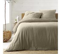 Parure de lit 240 x 220 cm double gaze coton uni 57 fils Angelia Sable