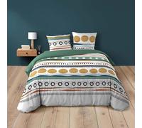 Douceur d'Intérieur Parure de lit 3 pièces Asiana 240x220 cm 100% coton Vert