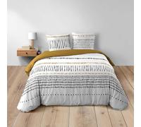 Douceur d'Intérieur – Parure de lit 3 pièces Chicago – 240 x 220 cm, 100% coton, 42 fils – Blanc