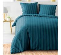 Douceur d'Intérieur - Parure de lit 3 pièces Cleo - Microfibre unie - 240 x 220 cm - Bleu nuit