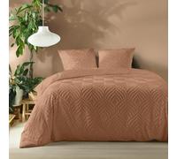 Douceur d'Intérieur – Parure de lit 3 pièces Heltie – Microfibre tuftée – Mocha – 240 x 220 cm