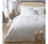 Douceur d'Intérieur, Parure de Lit 3 Pièces (240 x 220 cm) Laly Blanc, 100% Coton