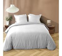 Douceur d'Intérieur – Parure de lit 3 pièces Liam – 240 x 220 cm – microfibre lavée – Blanc