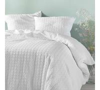 douceur d'intérieur, Parure de Lit 3 Pièces (240 x 220 cm) Litea Blanc, Microfibre Gaufrée