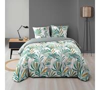 Douceur d'Intérieur – Parure de lit 3 pièces Louna – Microfibre imprimée 240 x 220 cm Vert