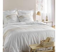 douceur d'intérieur, Parure de Lit 3 Pièces (240 x 220 cm) Margaux Blanc, 100% Coton