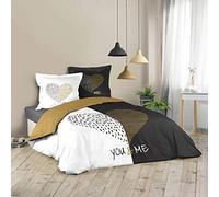 Homemaison Parure de couette MIU Cœur or Réversible 240x220 cm 2 taies 63x63 cm