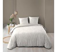 Housse de couette 240 x 220 cm MORGANE Naturel - 100% coton 57 fils - 2 taies (boutons-pression)