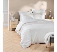 Douceur d'Intérieur Parure 3 pièces Opera 240x220 cm 100% coton fils teints brodés Blanc