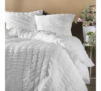 douceur d'intérieur, Parure de Lit 3 Pièces (240 x 220 cm) Plissia Blanc, Microfibre Plissée