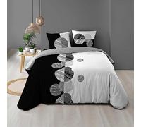 Douceur d'Intérieur Housse de couette Ronds noir et blanc 220 x 240 cm + taies Multicolore