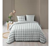 Douceur d'Intérieur Parure de lit 3 pièces Victoire 240 x 220 cm 100% coton réversible Sauge