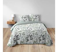 Douceur d'Intérieur Parure de lit Voltine 240x220 cm Sauge 100% coton - 3 pièces