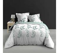 Douceur d'Intérieur Parure de lit 3 pièces Wendy 240 x 220 cm 100% percale de coton 78 fils Vert