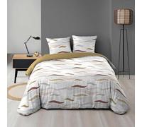 Douceur d'Intérieur Parure de lit 3 pièces Zenith Naturel Microfibre imprimée 240x220 cm